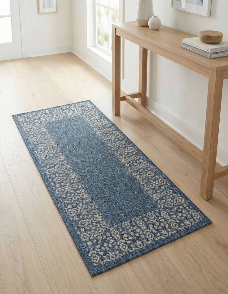 Detail image of 2' x 4'  Washable Border Indoor / Outdoor Runner Rug