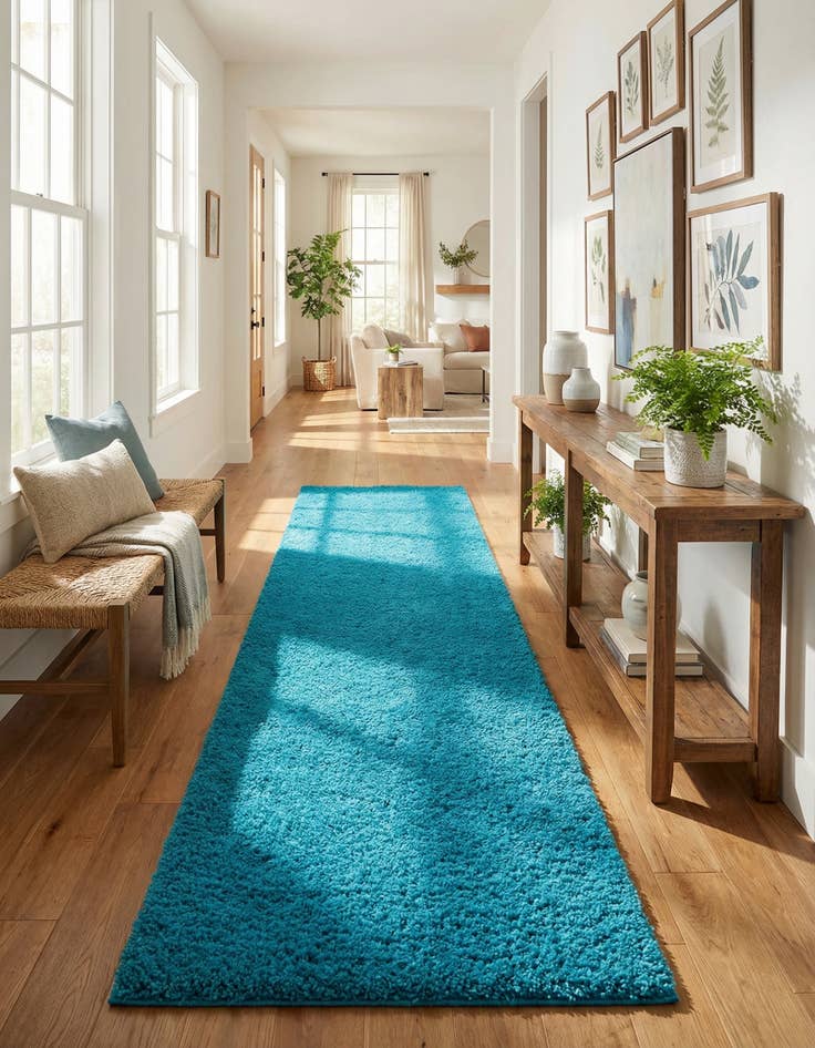 Detail image of 2' 7 x 16' 5 Solid Shag Runner Rug