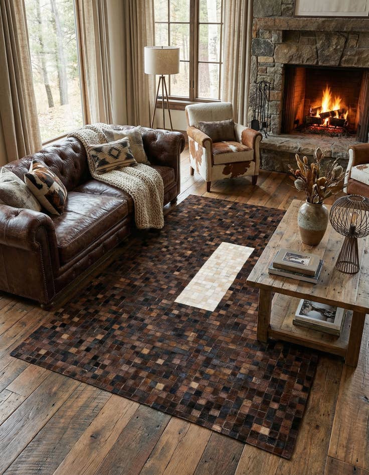 Detail image of 5' x 7' 10 Cowhide Stocks Rug