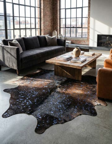 6' 2 x 6' 10 Cowhide Leather Rug