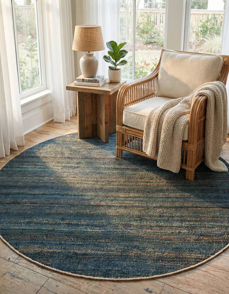 Detail image of 7' 10 x 7' 10 Hand Woven Palm Beach Jute Round Rug