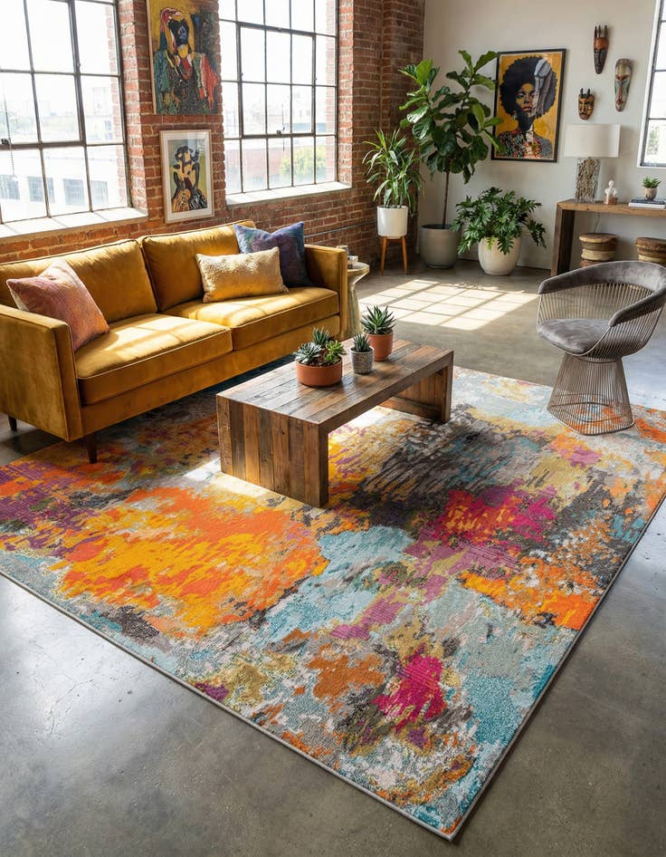 Detail image of 9' 10 x 9' 10 Washable Vivid Square Rug