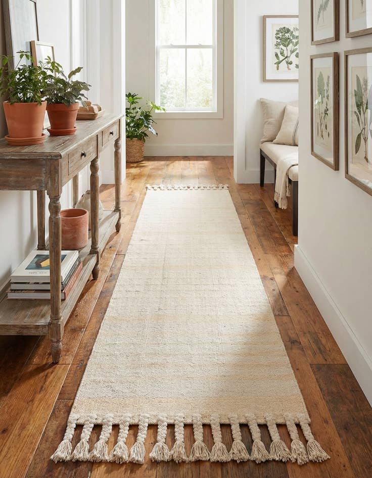 Detail image of 2' 7 x 10' Hand Woven Chindi Cotton Runner Rug