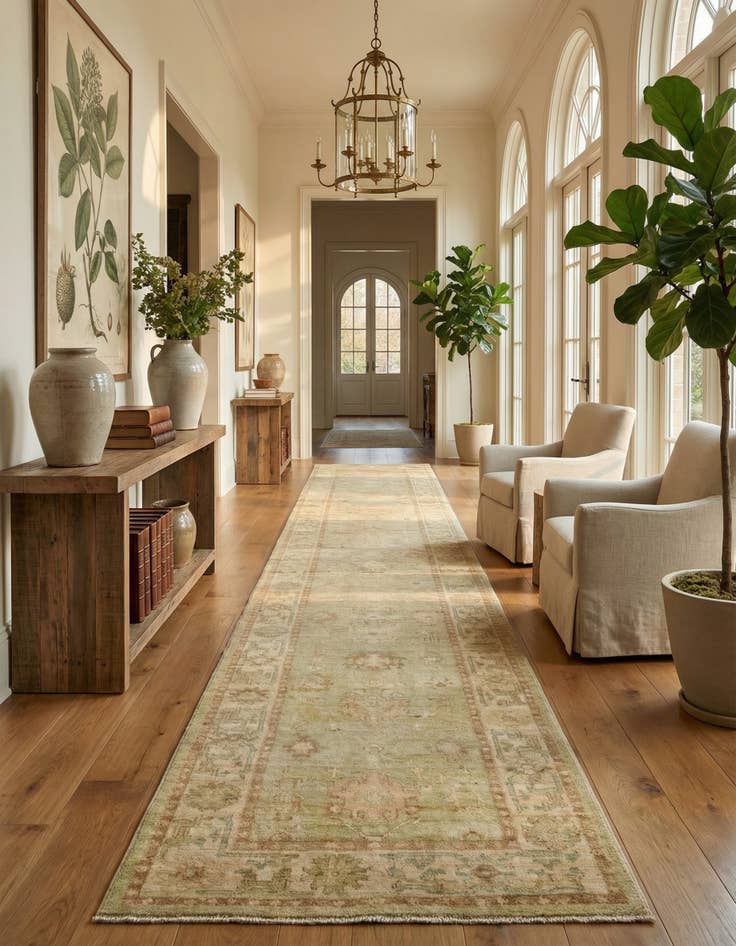 Detail image of 2' 9 x 13' 8 Hand Knotted Oushak Wool Runner Rug