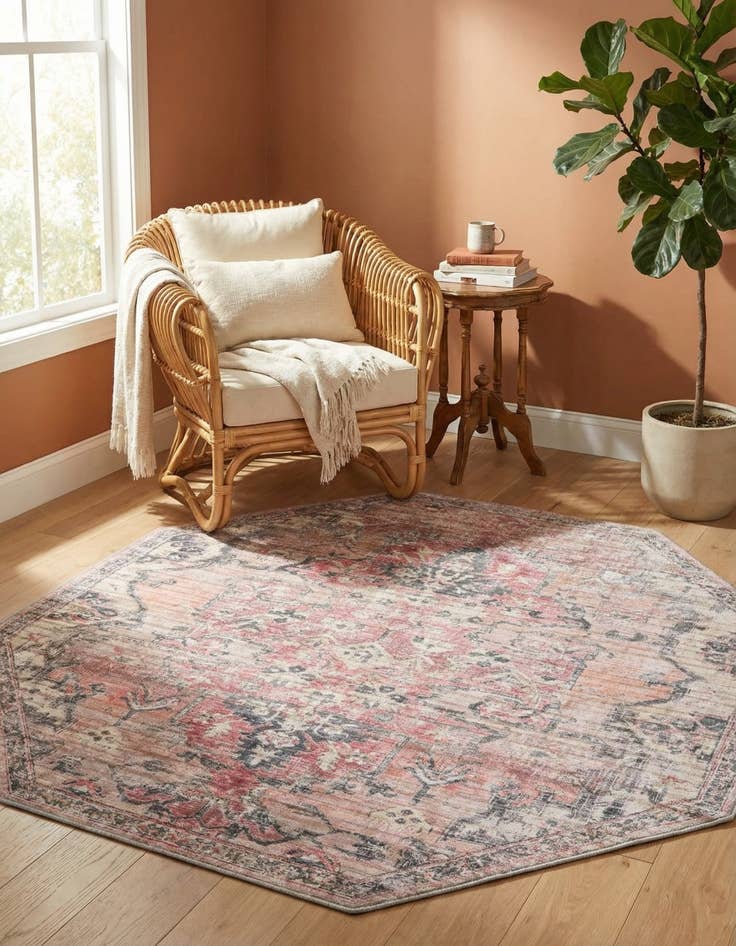 Detail image of 7' 10 x 7' 10 Washable Nostalgia Octagon Rug