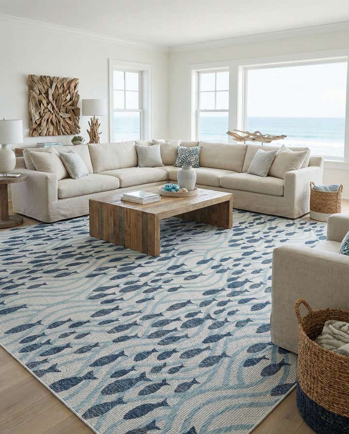 13' x 13' Easy-Clean Coastal Indoor / Outdoor Square Rug