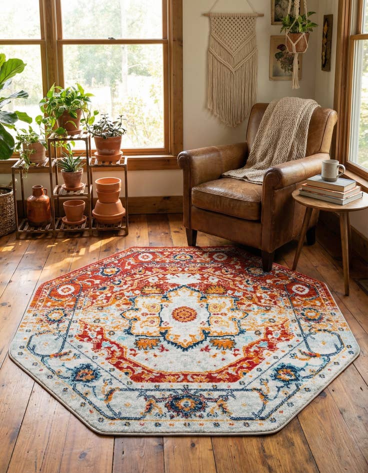Detail image of 5' 3 x 5' 3 Madeline Vintage Octagon Rug