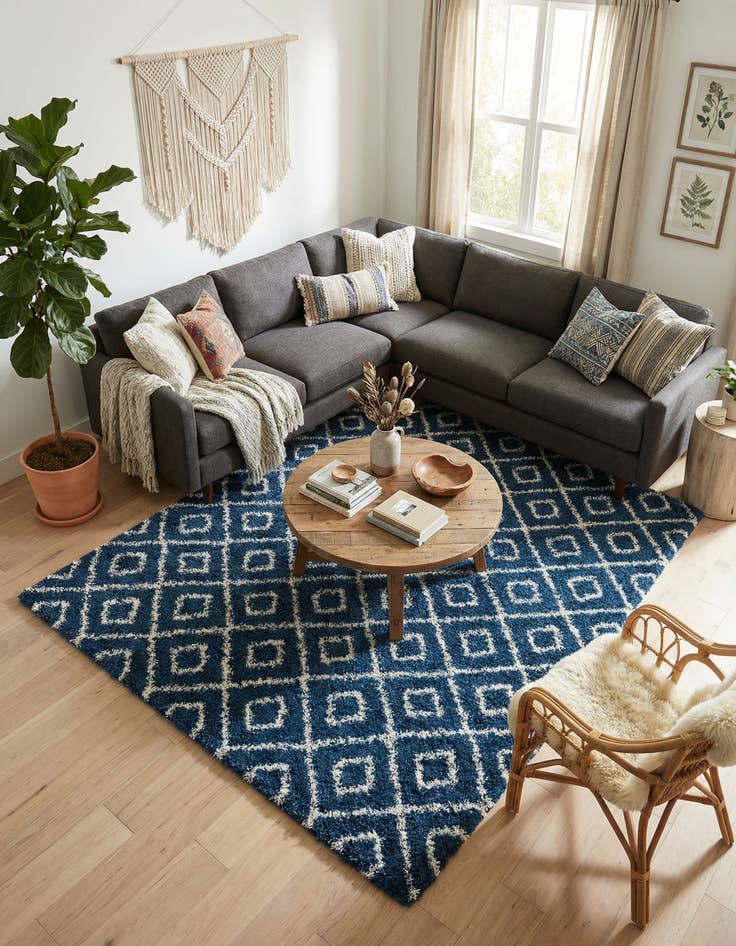 Detail image of 9' x 12' Lattice Shag Rug