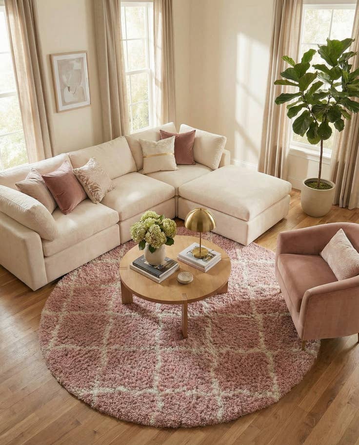 Detail image of 10' x 10' Lattice Shag Round Rug