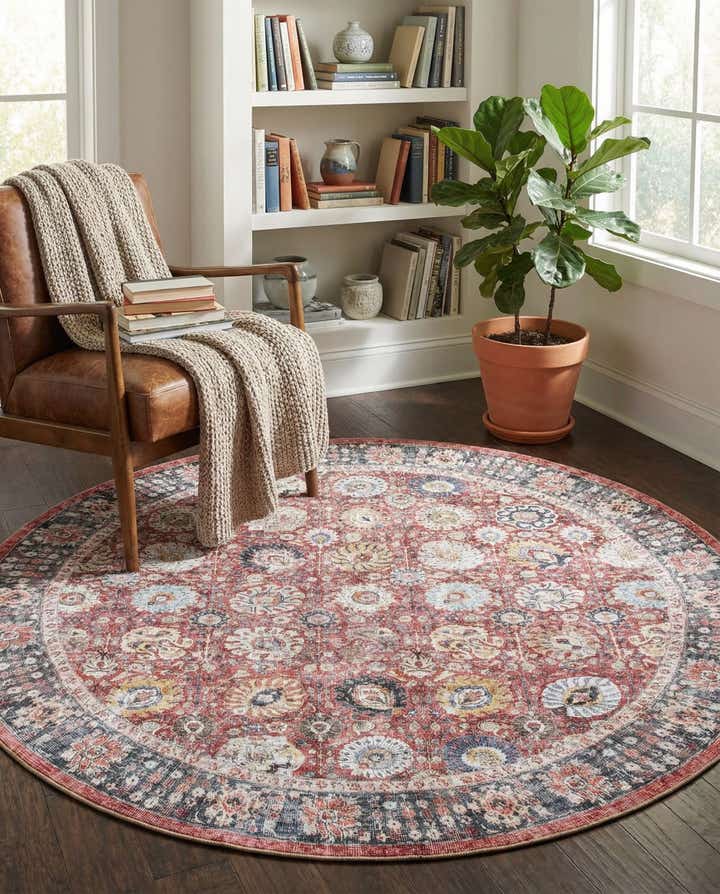 7' 10 x 7' 10 Washable Timeless Round Rug