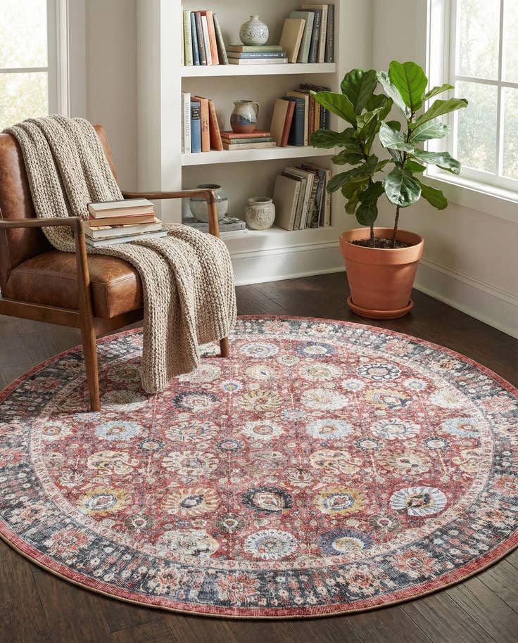 Detail image of 7' 10 x 7' 10 Washable Timeless Round Rug