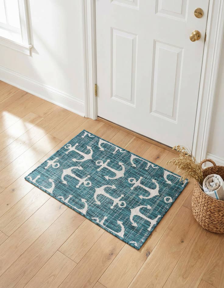 Detail image of 2' x 3'  Washable Coastal Indoor / Outdoor Rug