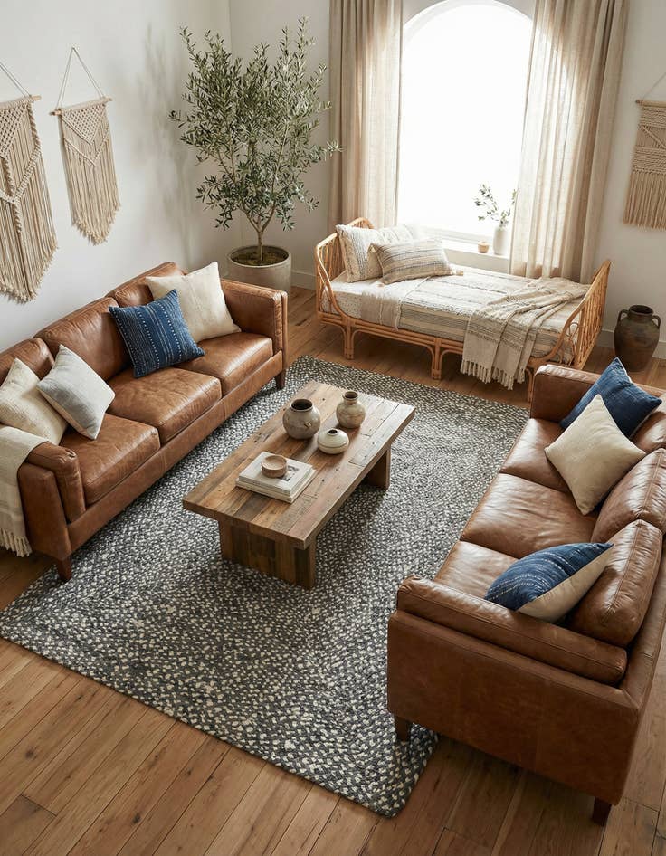 Detail image of 6' 1 x 9'  Hand Braided Chindi Rug