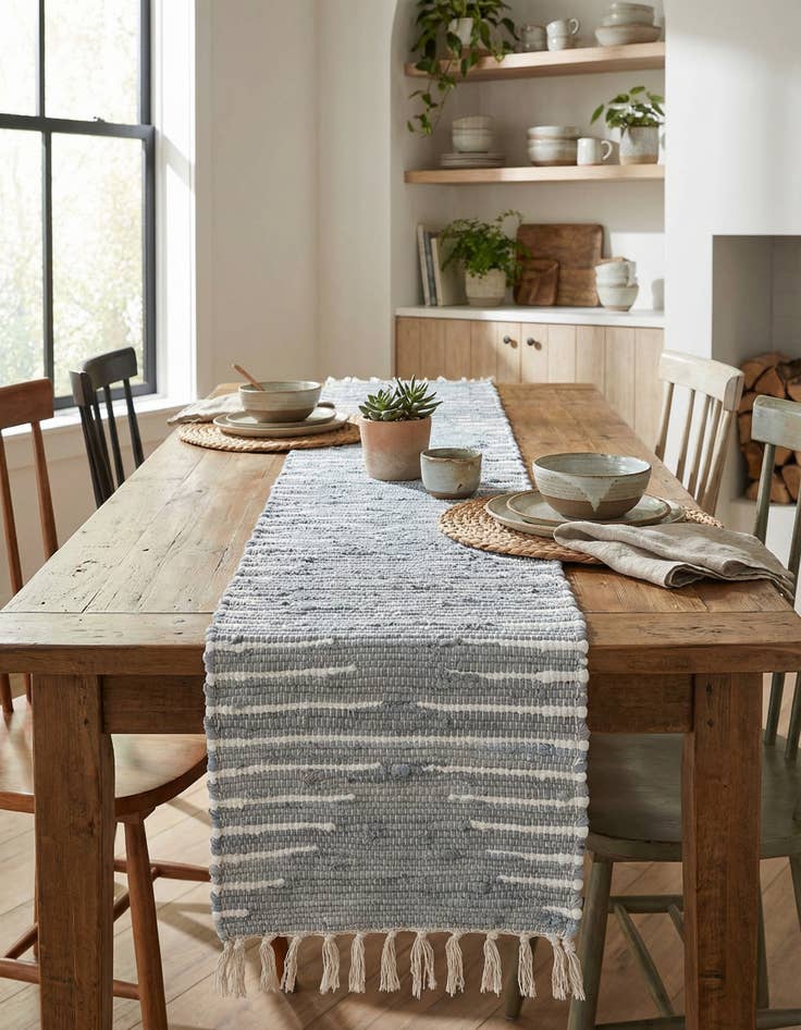 Detail image of 1' 2 x 5' 1  Hand Woven Chindi Cotton Table Runner Rug