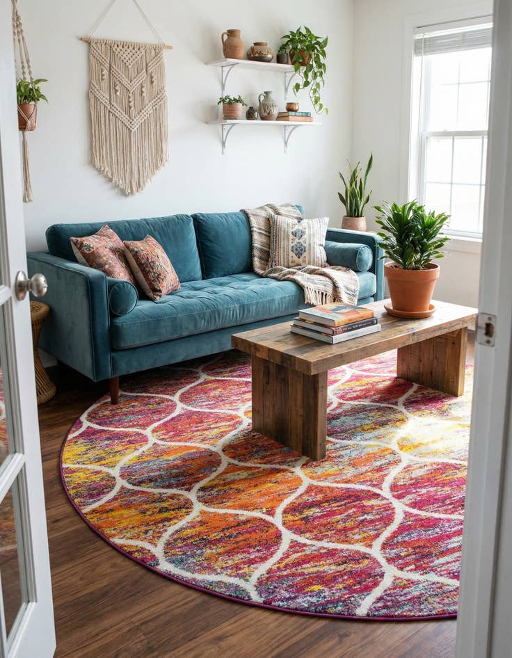 Detail image of 7' x 7' Lattice Frieze Round Rug