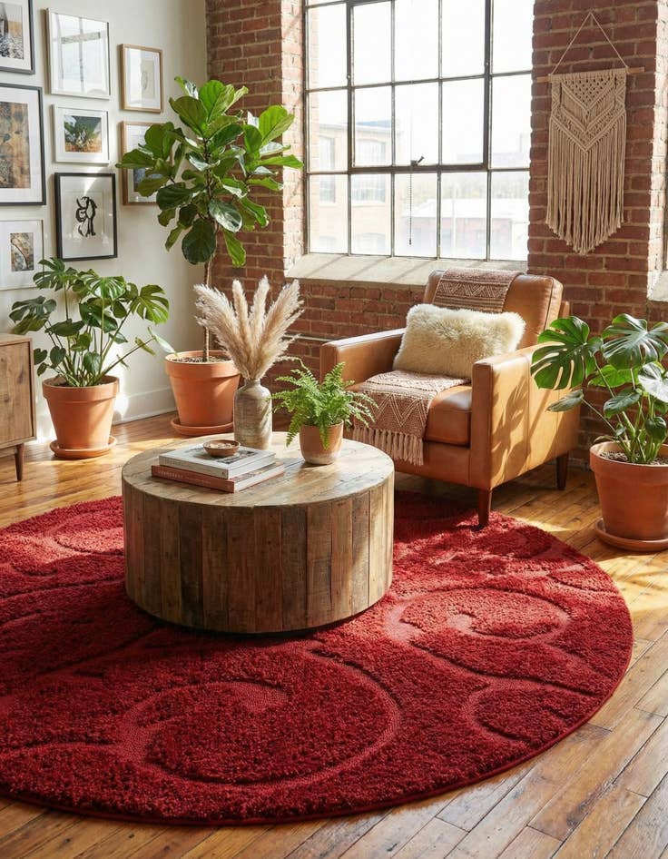 Detail image of 7' 10 x 7' 10 Botanical Shag Round Rug