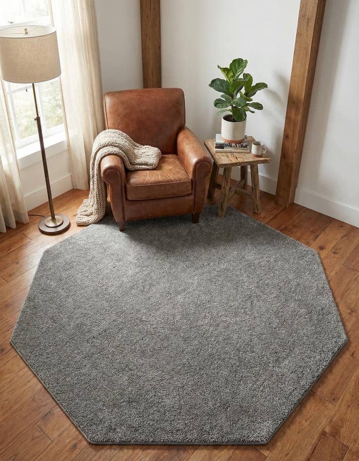 Detail image of 8' x 8' Solid Frieze Octagon Rug