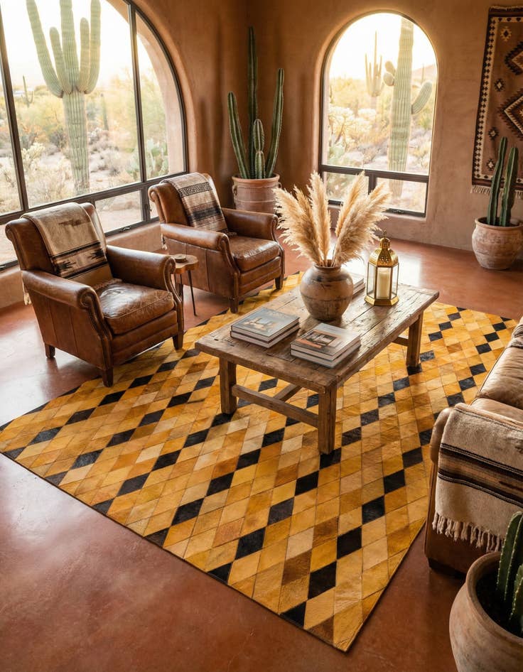 Detail image of 5' 1 x 8' Cowhide Stocks Rug