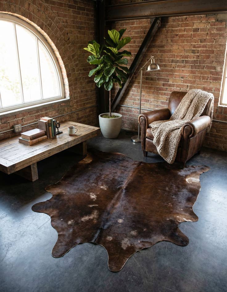 Detail image of 5' x 5' Cowhide Leather Square Rug