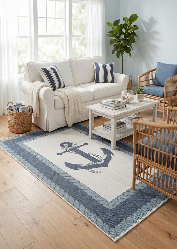 5' 3 x 8' Easy-Clean Coastal Indoor / Outdoor Rug