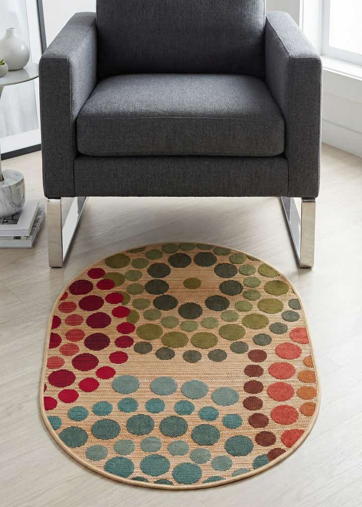 2' 2 x 3' Easy-Clean Modern Indoor / Outdoor Oval Rug