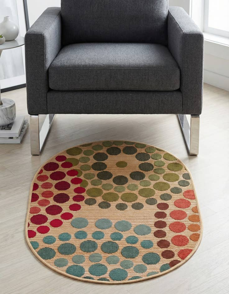 Detail image of 2' 2 x 3' Easy-Clean Modern Indoor / Outdoor Oval Rug