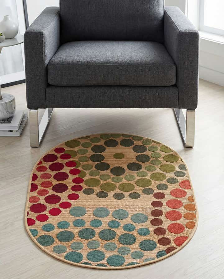 2' 2 x 3' Easy-Clean Modern Indoor / Outdoor Oval Rug