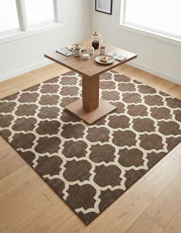 Brown Lattice Square Rug