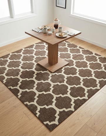 Brown Lattice Square Rug