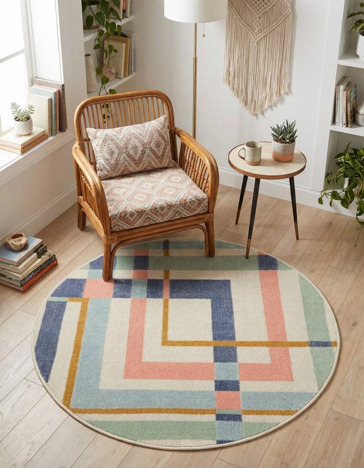 Detail image of 3' 3 x 3' 3 Lotus Round Rug