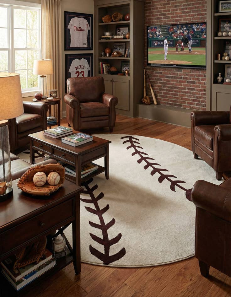 Detail image of 7' 10 x 7' 10 Sports Washable Round Rug