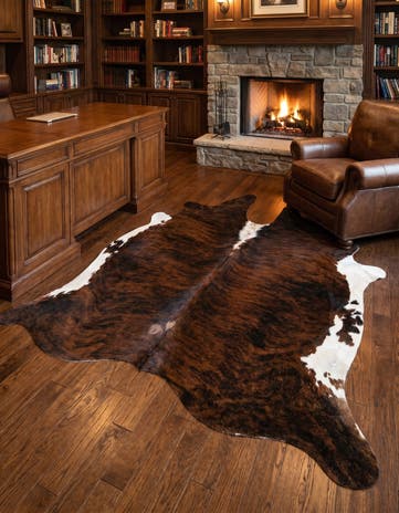 6' 7 x 7' 2 Cowhide Leather Square Rug