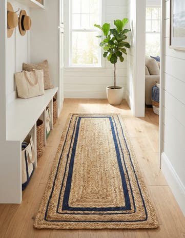 2' 6 x 6' 1 Handmade Braided Jute Runner Rug
