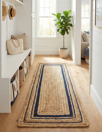 2' 6 x 6' 1 Handmade Braided Jute Runner Rug