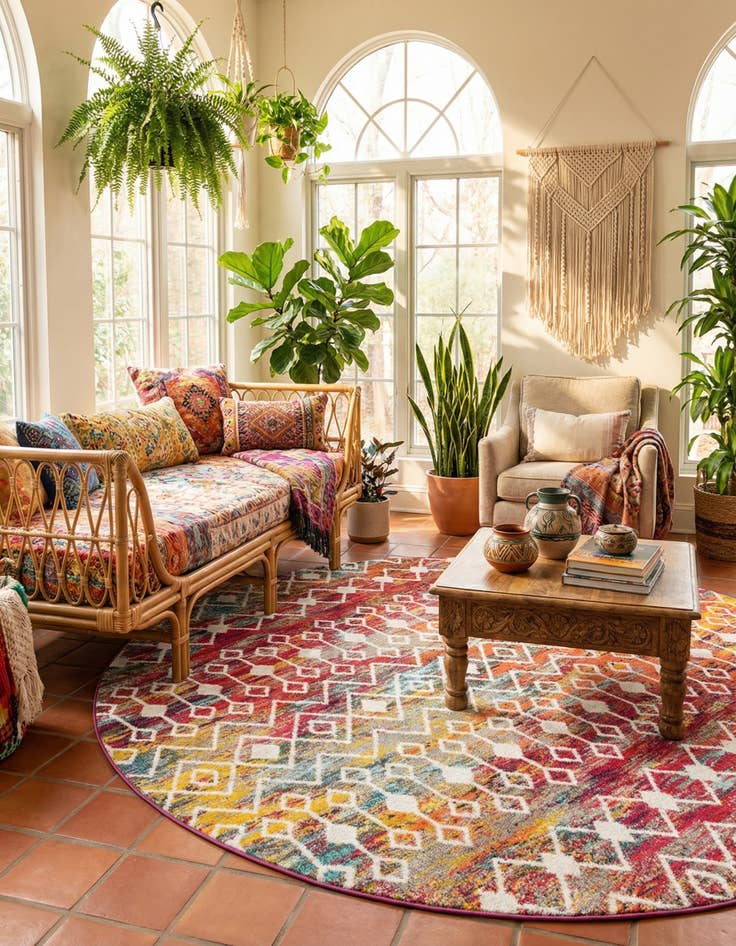 Detail image of 10' x 10' Moroccan Trellis Round Rug