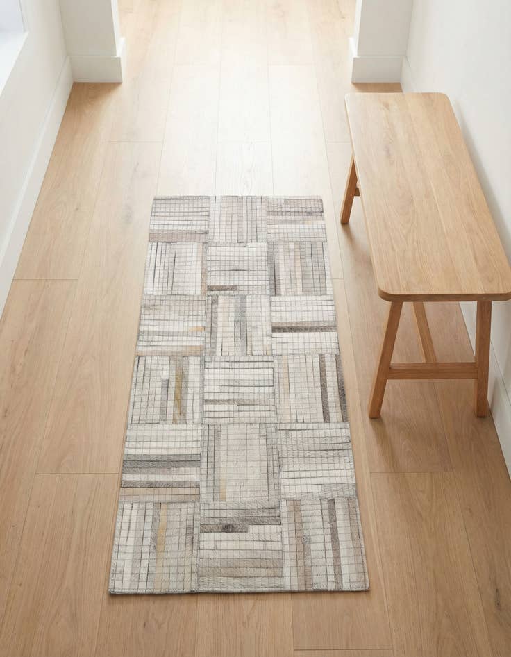 Detail image of 1' 2 x 3' 1 Cowhide Leather Runner Rug