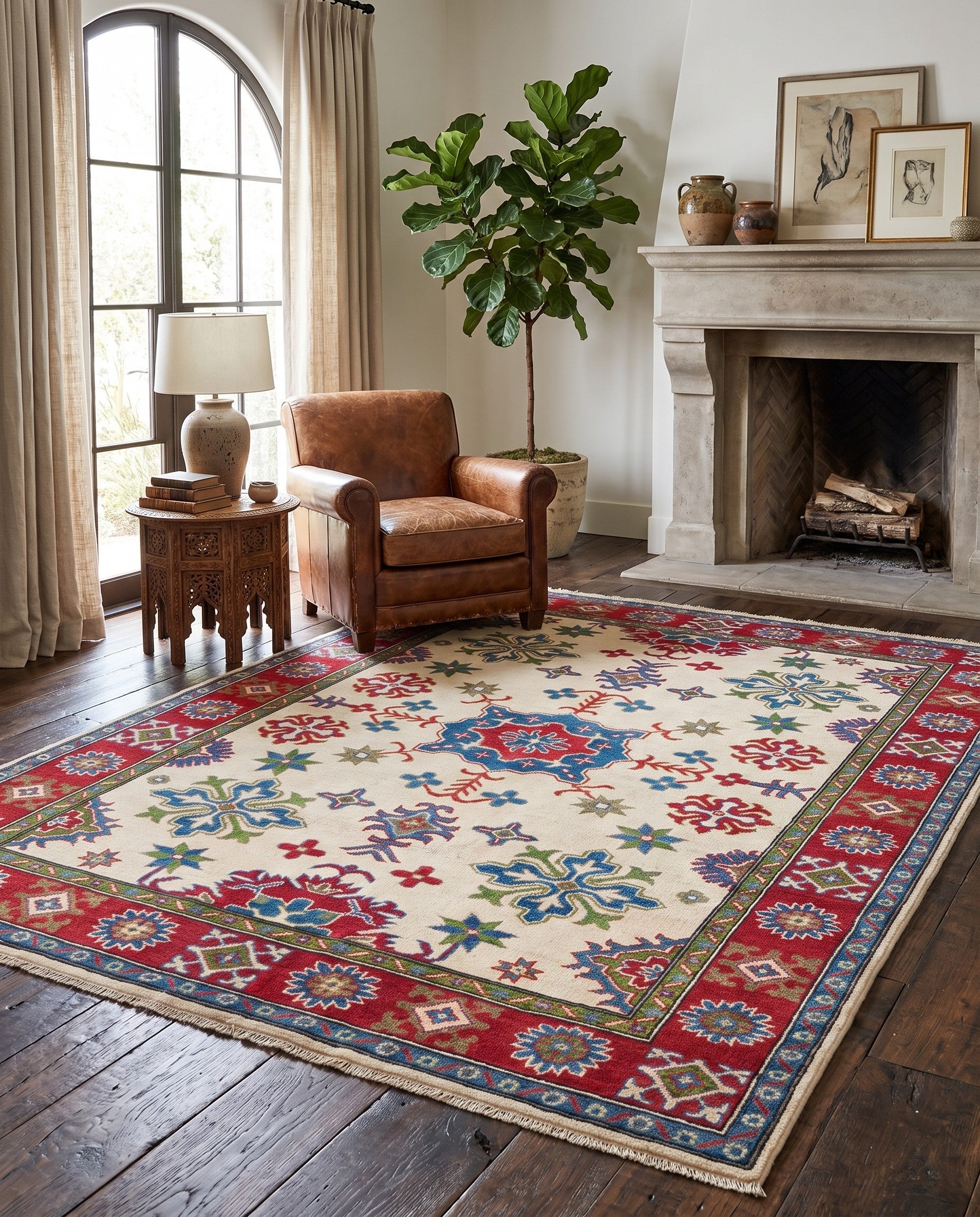 Detail image 3 of 10: 5' 1 x 6' 11 Hand Knotted Kazak Rug