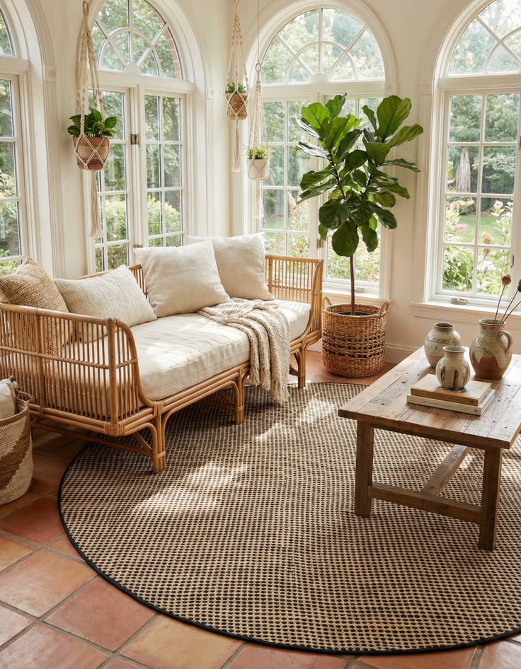 Detail image of 7' 10 x 7' 10 Hand Woven Laurel Handwoven Jute Round Rug