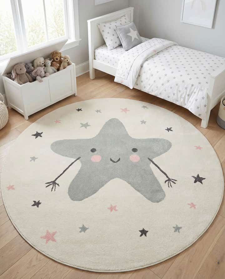 7' 10 x 7' 10 Star Whimsy Kids Round Rug