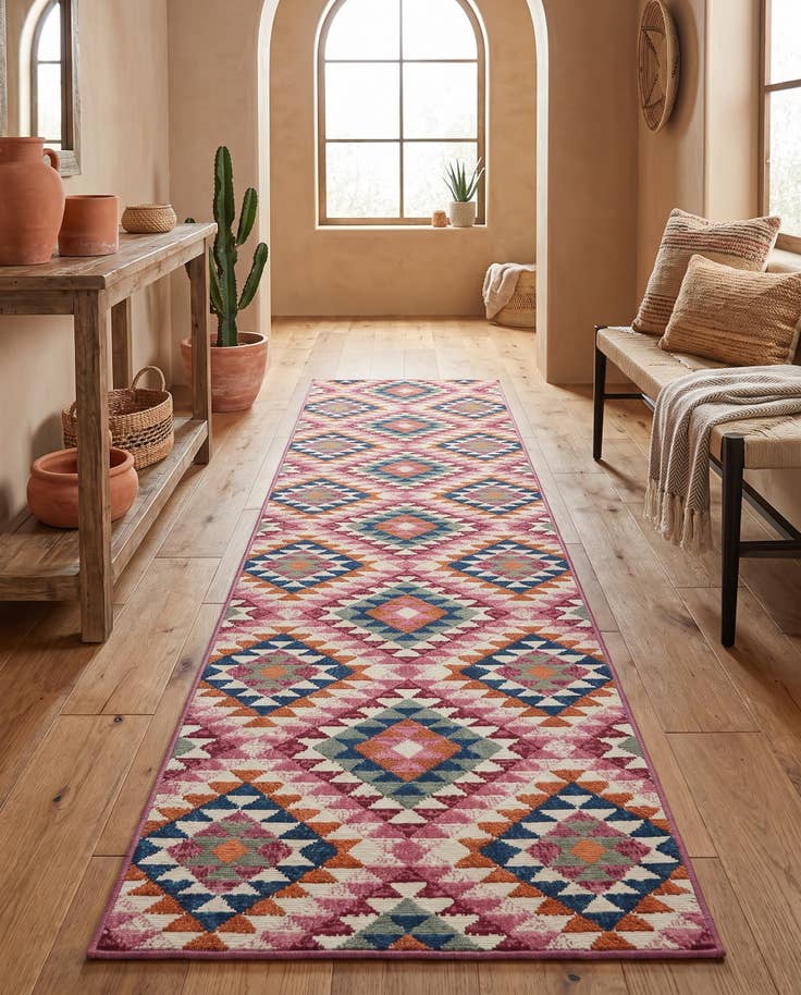 Detail image of 2' 7 x 10' Easy-Clean Southwestern Indoor / Outdoor Runner Rug