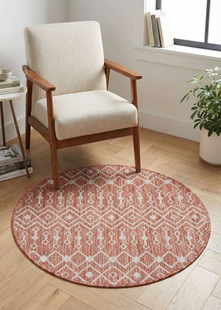 3' x 3' Easy-Clean Trellis Indoor / Outdoor Round Rug