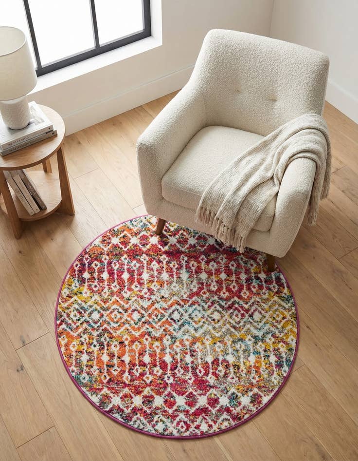 Detail image of  3' x 3' Moroccan Trellis Round Rug