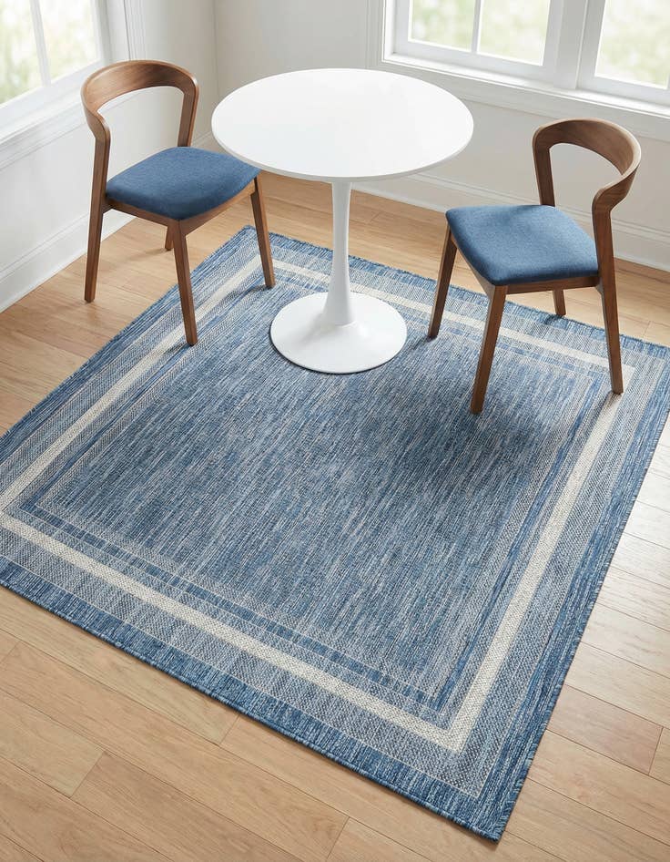 Detail image of 5' 3 x 5' 3 Washable Border Indoor / Outdoor Square Rug