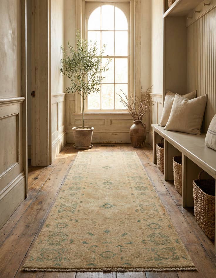 Detail image of 2' 1 x 6' 2 Hand Knotted Oushak Wool Runner Rug