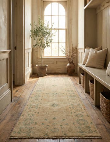 2' 1 x 6' 2 Hand Knotted Oushak Wool Runner Rug