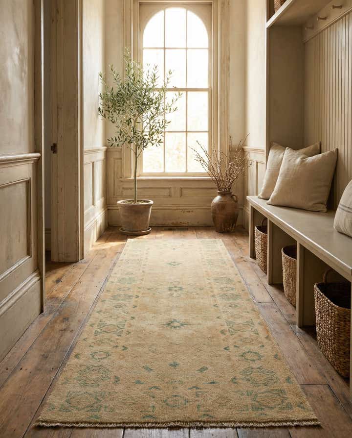 2' 1 x 6' 2 Hand Knotted Oushak Wool Runner Rug