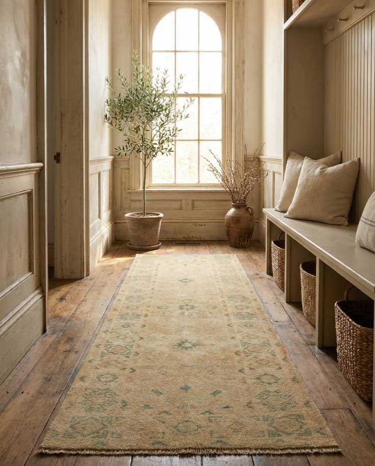 Detail image of 2' 1 x 6' 2 Hand Knotted Oushak Wool Runner Rug