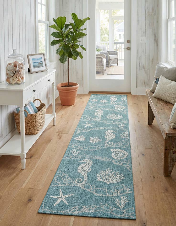 Detail image of 2' 7 x 12' Easy-Clean Coastal Indoor / Outdoor Runner Rug