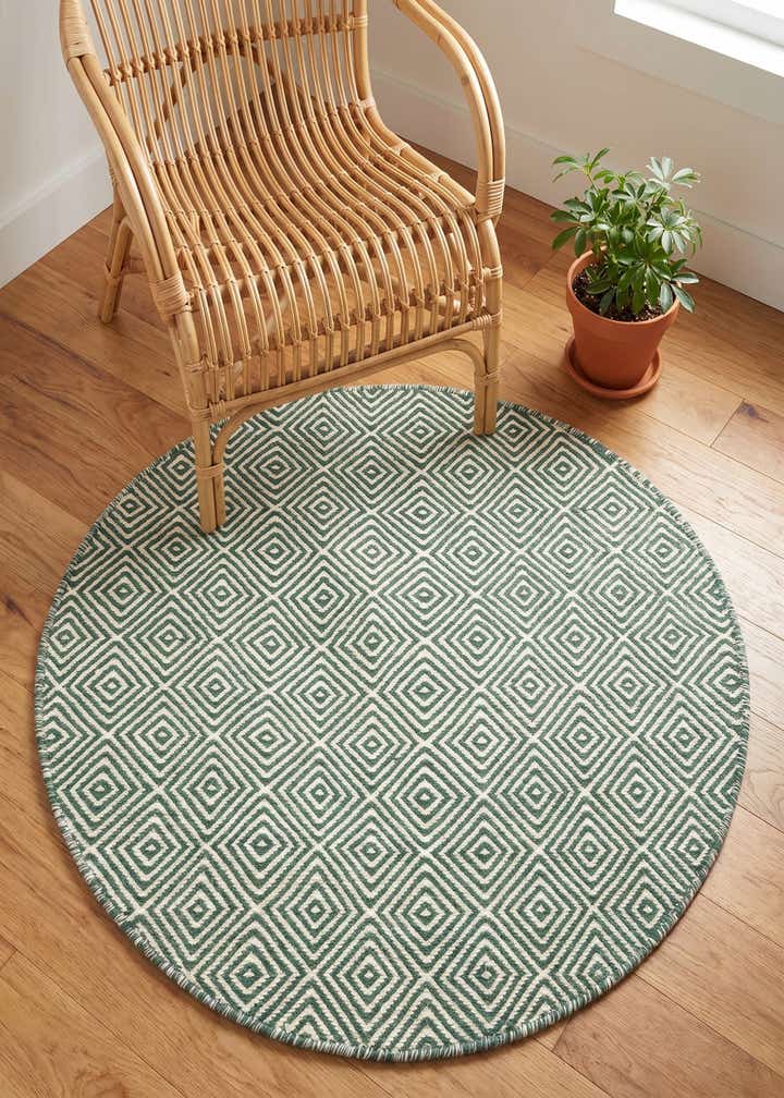 3' 1 x 3' 1 Geo Trellis Flatweave Round Rug