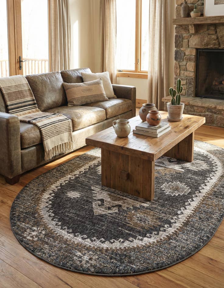 Detail image of 5' 3 x 8' Eco Southwestern Oval Rug